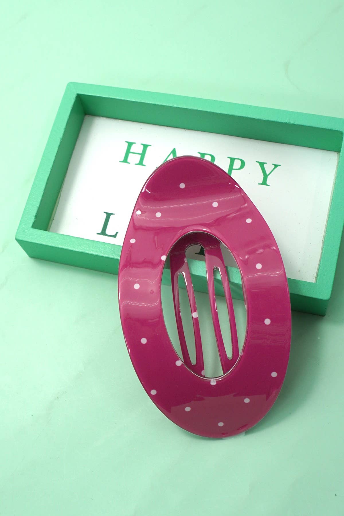 Jumbo lay flat polka dot claw clip pink white dots salon-selected The Pixie Garden