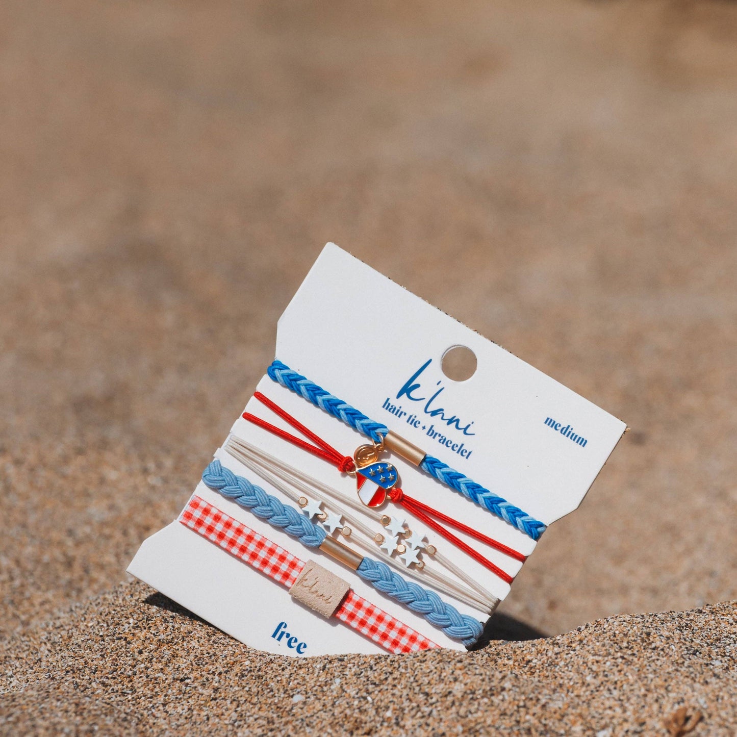 Patriotic gingham hair ties with heart charm The Pixie Garden
