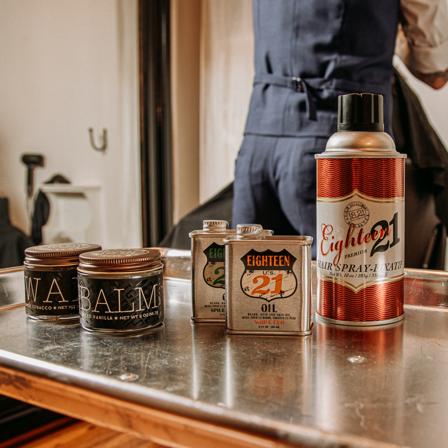 18.21 Man Made Premium Hair Spray Sweet Tobacco product detail