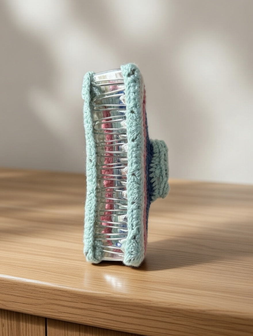 Crochet pink and blue waves claw clip