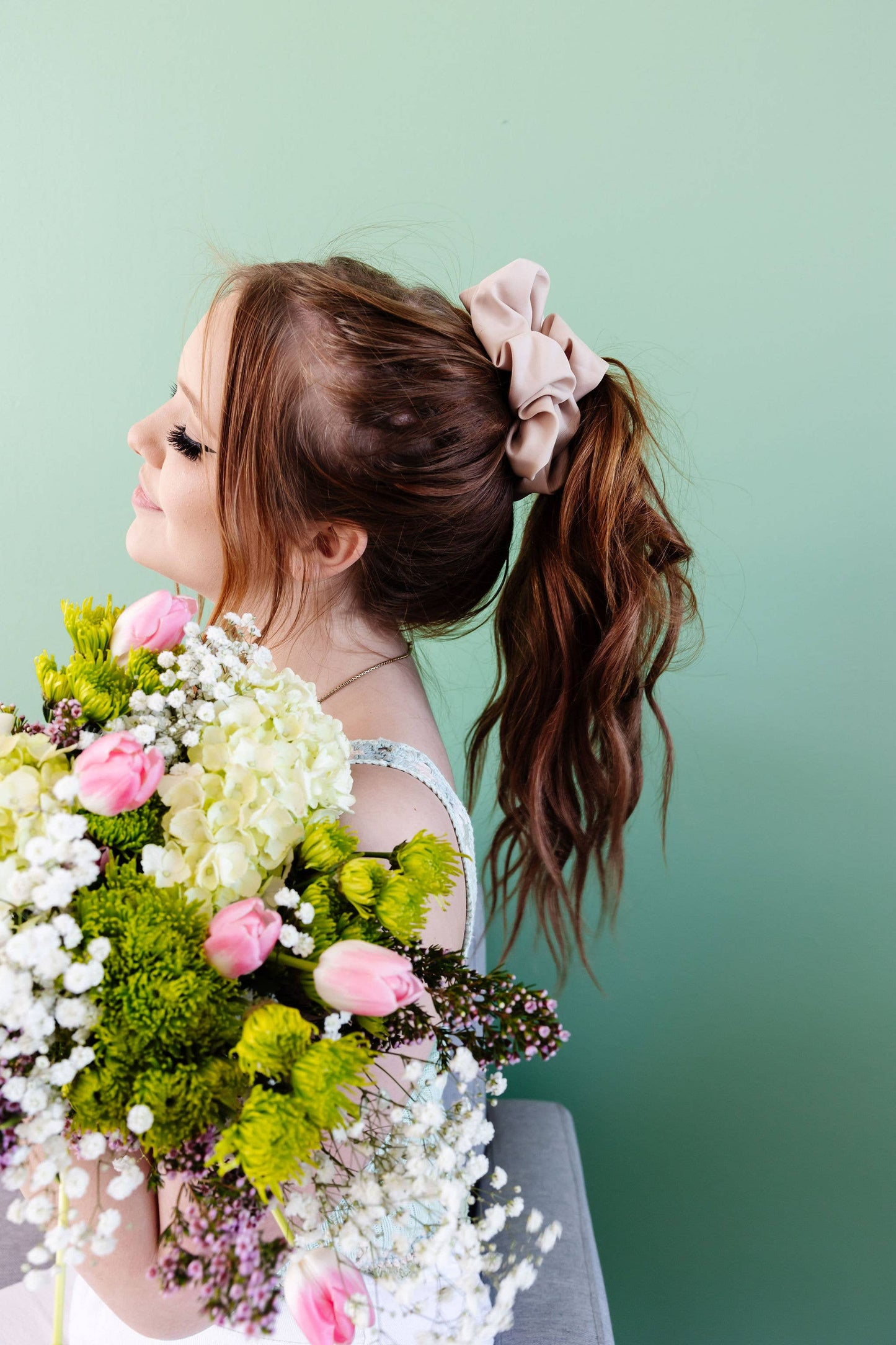 Oat milk jumbo scrunchie neutral beige salon-selected hair accessory lifestyle