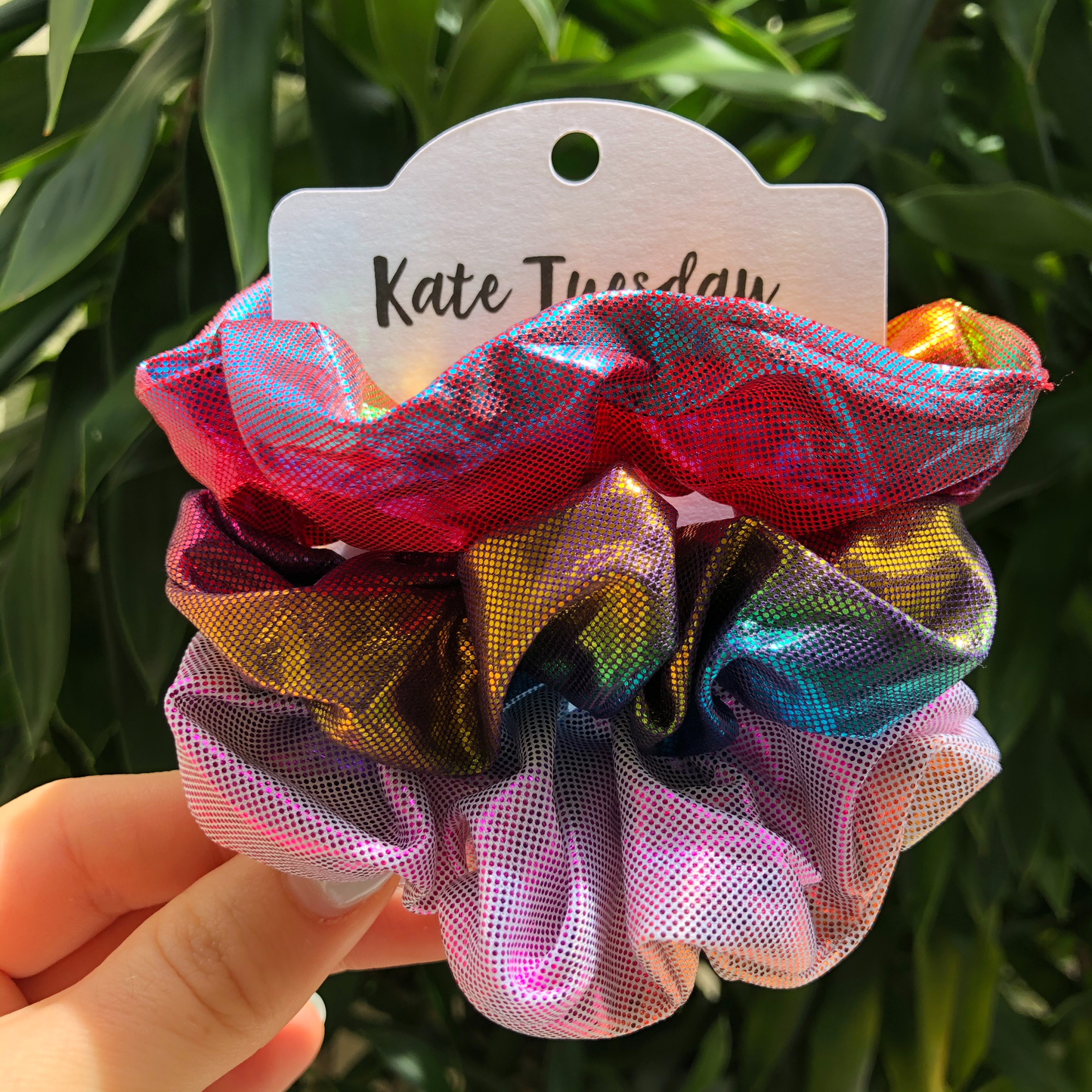 Metallic shimmer mermaid scrunchie set 3 piece event styling salon-selected The Pixie Garden