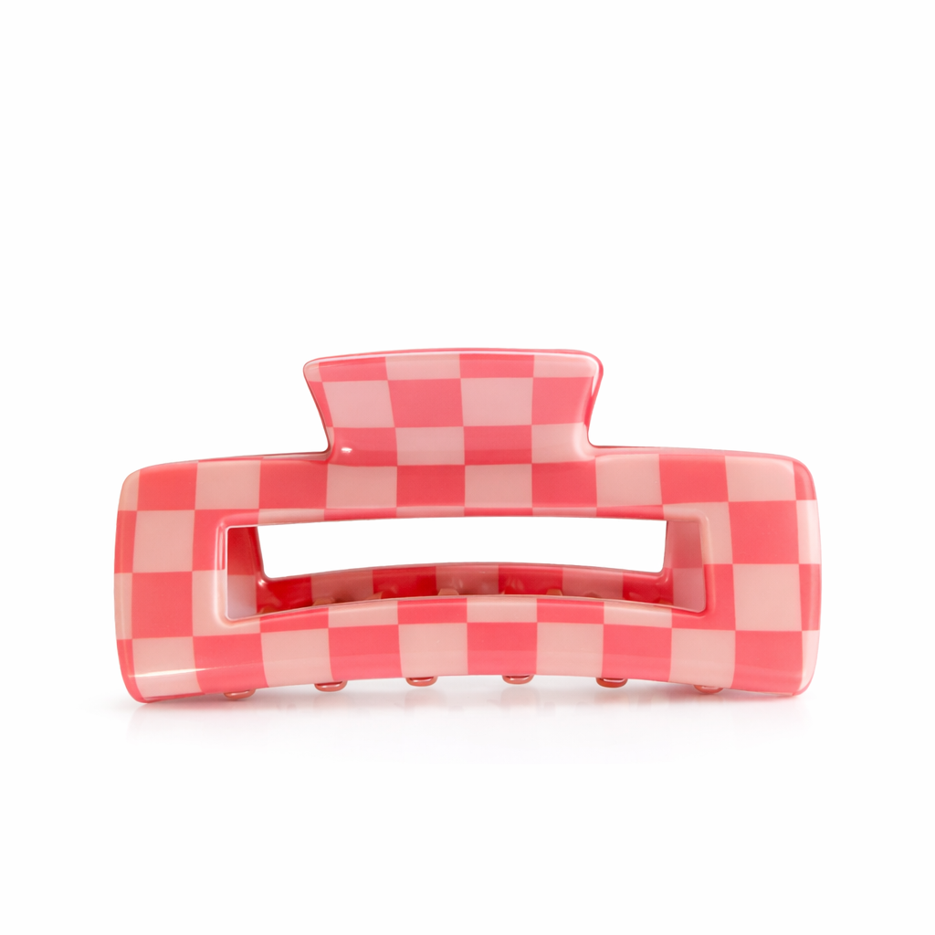 Gingham pattern hair clip handmade salon-quality hair accessories The Pixie Garden