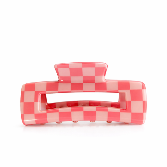 Gingham pattern hair clip handmade salon-quality hair accessories The Pixie Garden