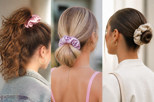 Colorful fabric scrunchies styled as timeless versatile hair accessories for all hair types The Pixie Garden