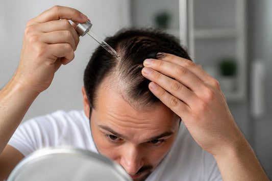 Woman experiencing healthy hair regrowth with science-backed treatments scalp care and nutritional support for thicker fuller hair The Pixie Garden