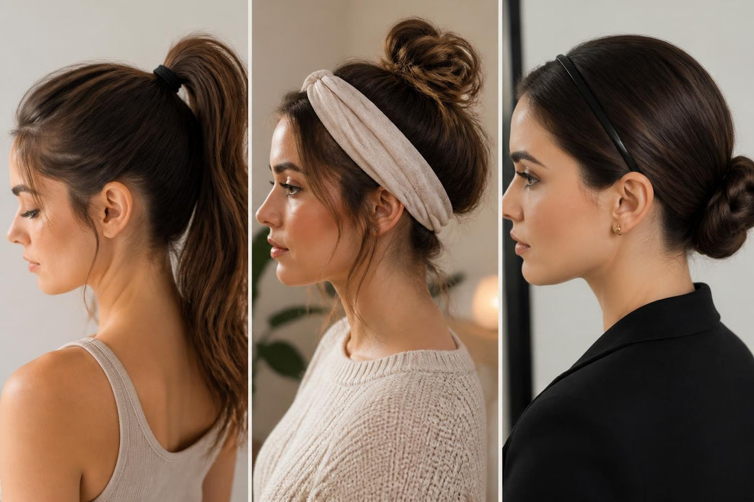 Woman demonstrating how to wear a hair band with expert placement techniques for everyday salon styling The Pixie Garden