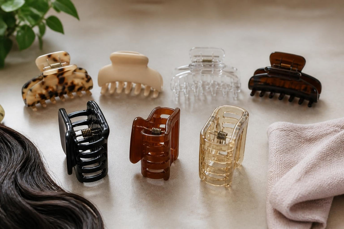 Three large claw clips for thick hair compared by jaw width, tooth depth, and spring tension The Pixie Garden