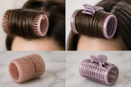 Licensed cosmetologist showing how clips for velcro rollers snag fine hair versus safer volumizing roller clips The Pixie Garden