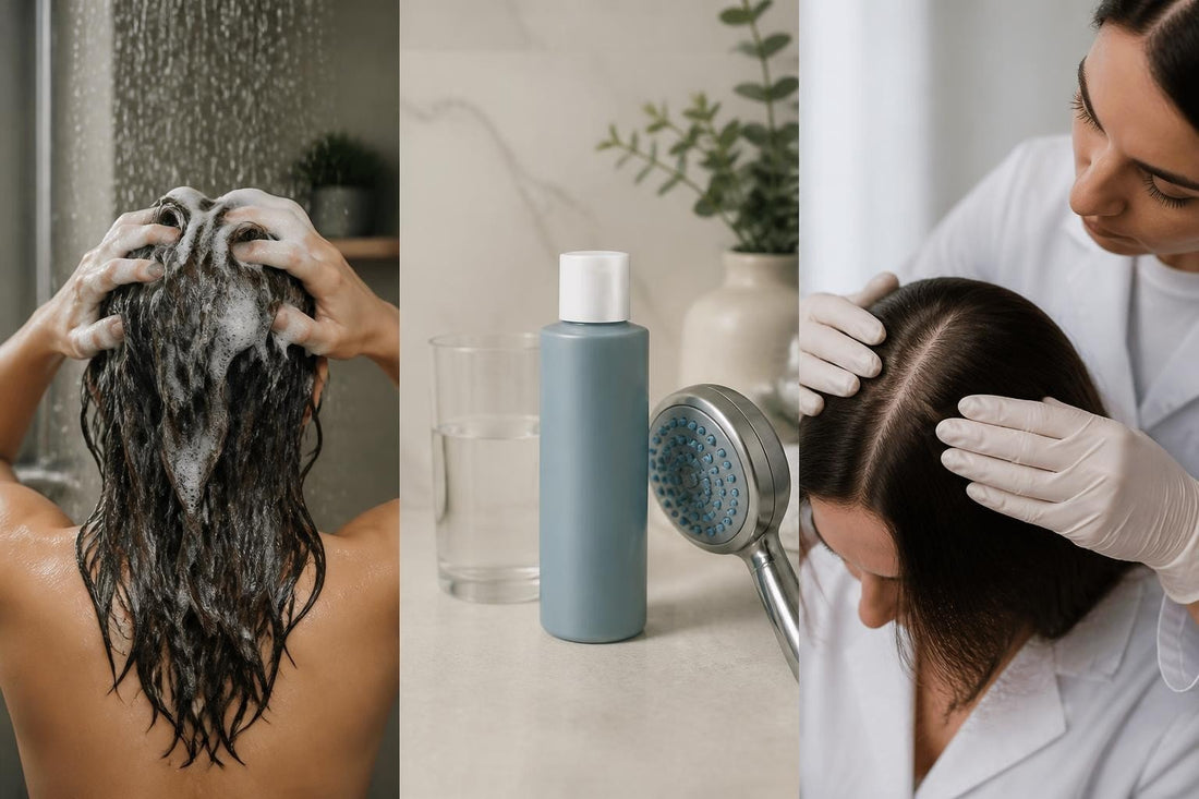 Licensed cosmetologist lathering clarifying shampoo into a client's scalp to remove odor-causing buildup The Pixie Garden