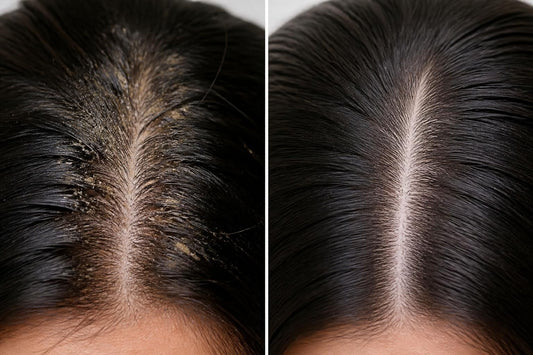 Salon scalp scrub with exfoliating granules being applied to a sectioned scalp for buildup removal, The Pixie Garden