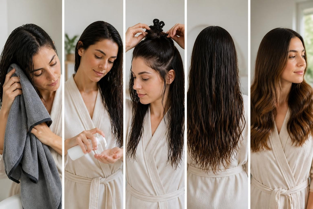 Woman with soft natural waves after learning how to air dry hair without heat, styled by a cosmetologist, The Pixie Garden
