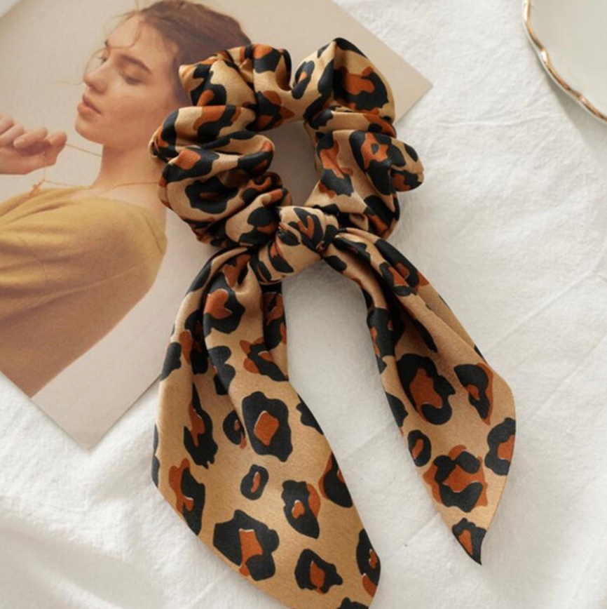 Leopard hair tie black white print everyday neutral hair accessory The Pixie Garden
