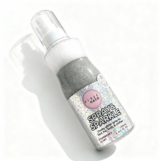 PixieHalo glitter spray bottle filled with silver glitter, The Pixie Garden