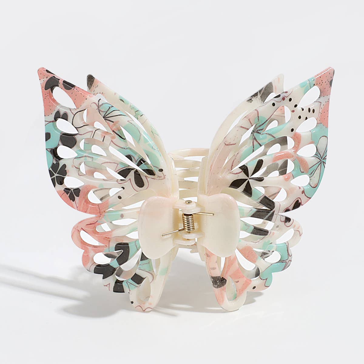 Pink butterfly claw clip for medium to thick hair, The Pixie Garden