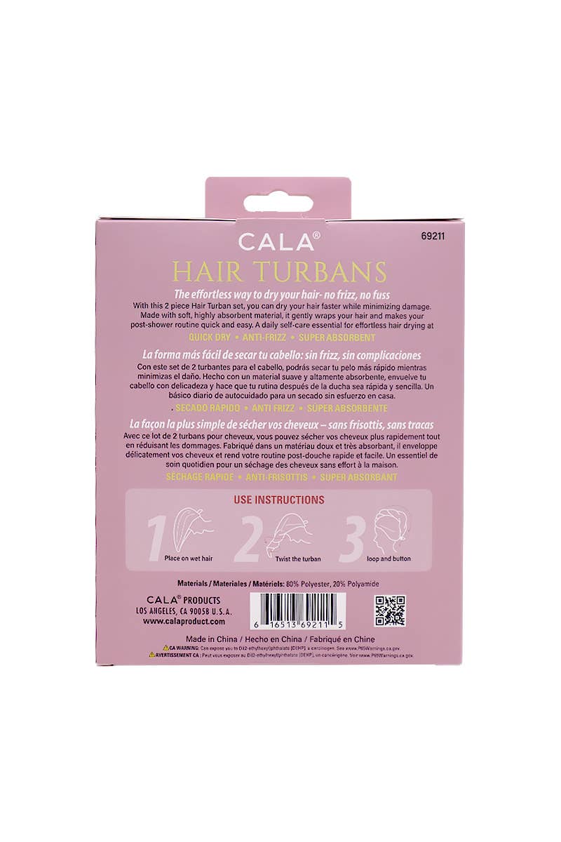 Set of two pink microfiber hair drying turbans, The Pixie Garden