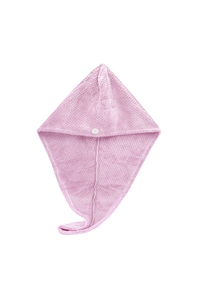 Anti-frizz microfiber hair turban worn after washing, salon-selected