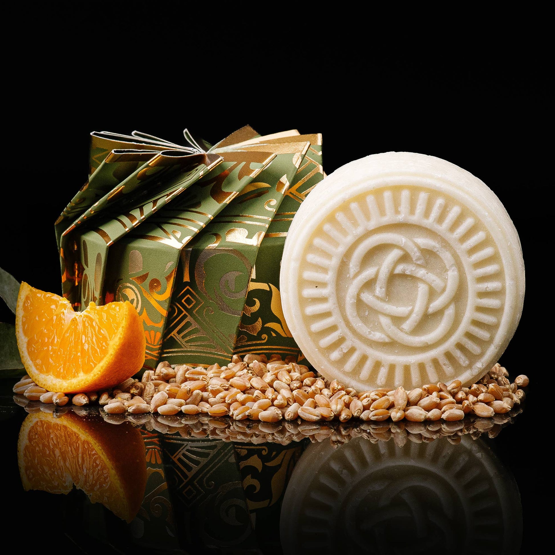 Citron and ginger men's shampoo bar with Longsheng rice water and Islay whiskey, The Pixie Garden