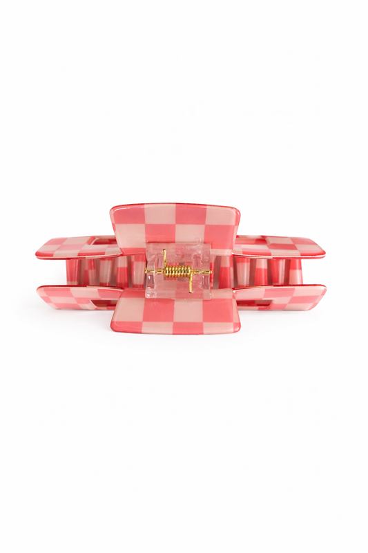 Pink Gingham claw clip