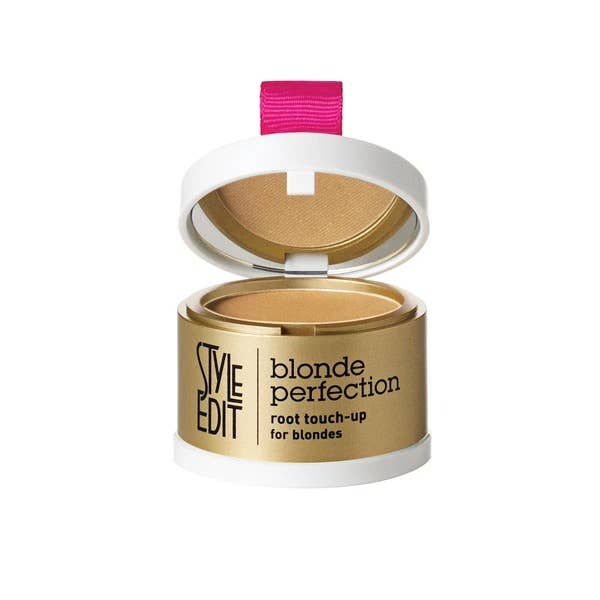 Open Blonde Perfection root touch-up compact with golden blonde powder
