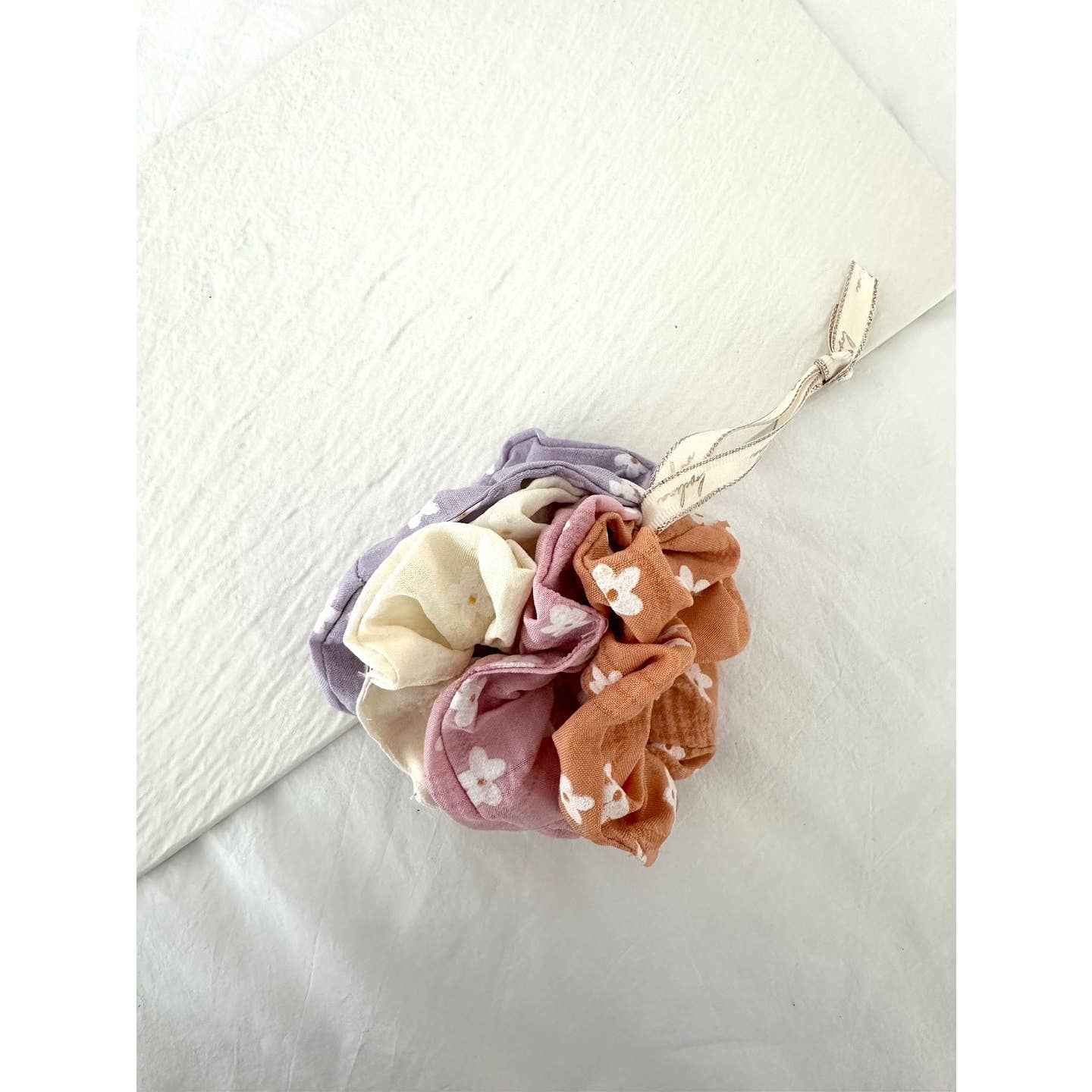 Flower scrunchies set colorful salon-selected hair ties The Pixie Garden