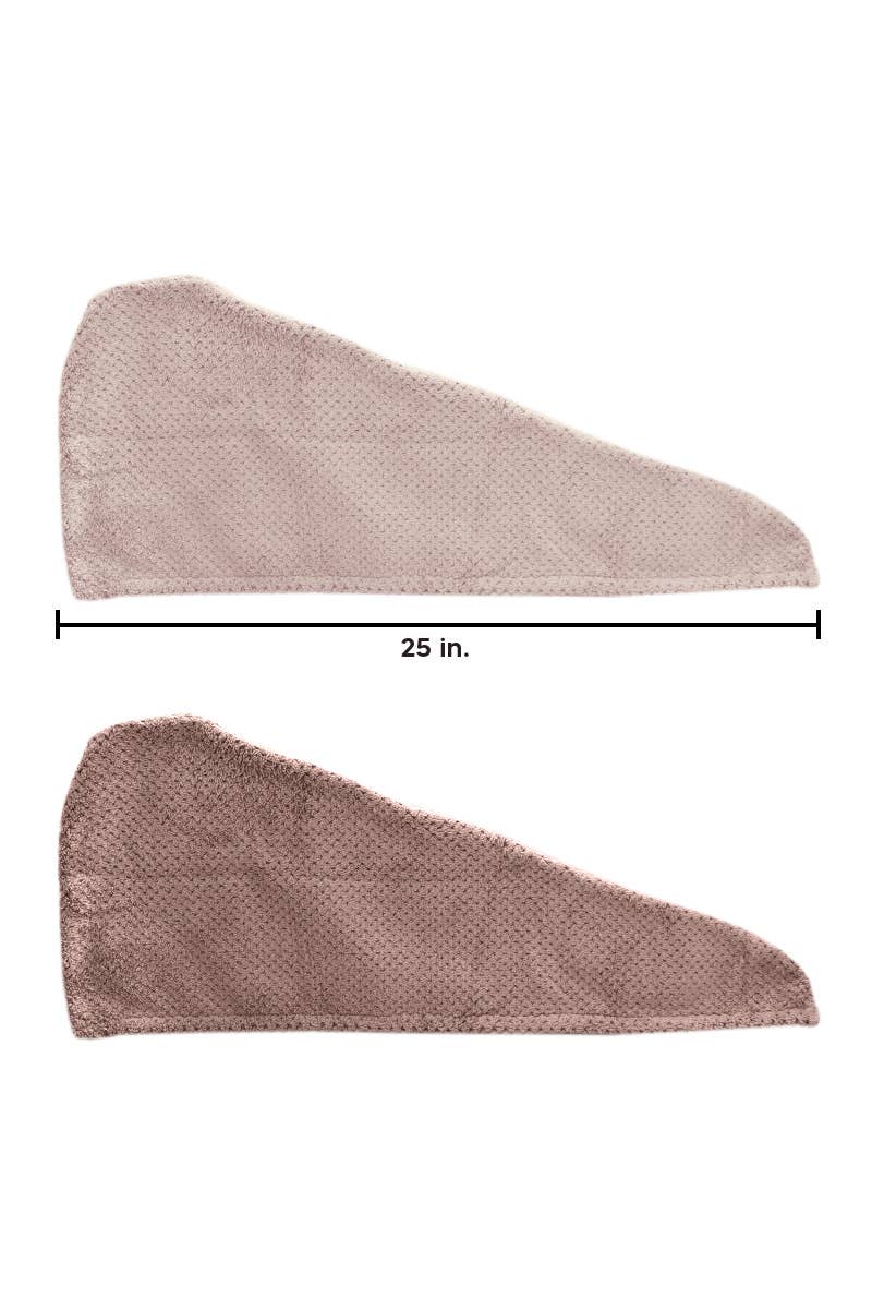 Nude microfiber hair towel wrap with button loop closure, The Pixie Garden
