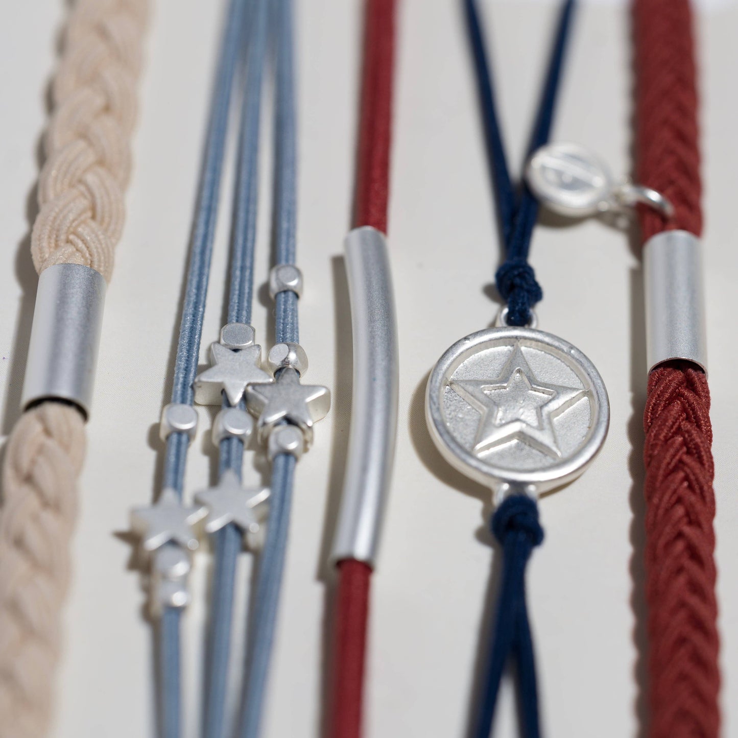 Brave patriotic hair ties with silver star charm detail The Pixie Garden