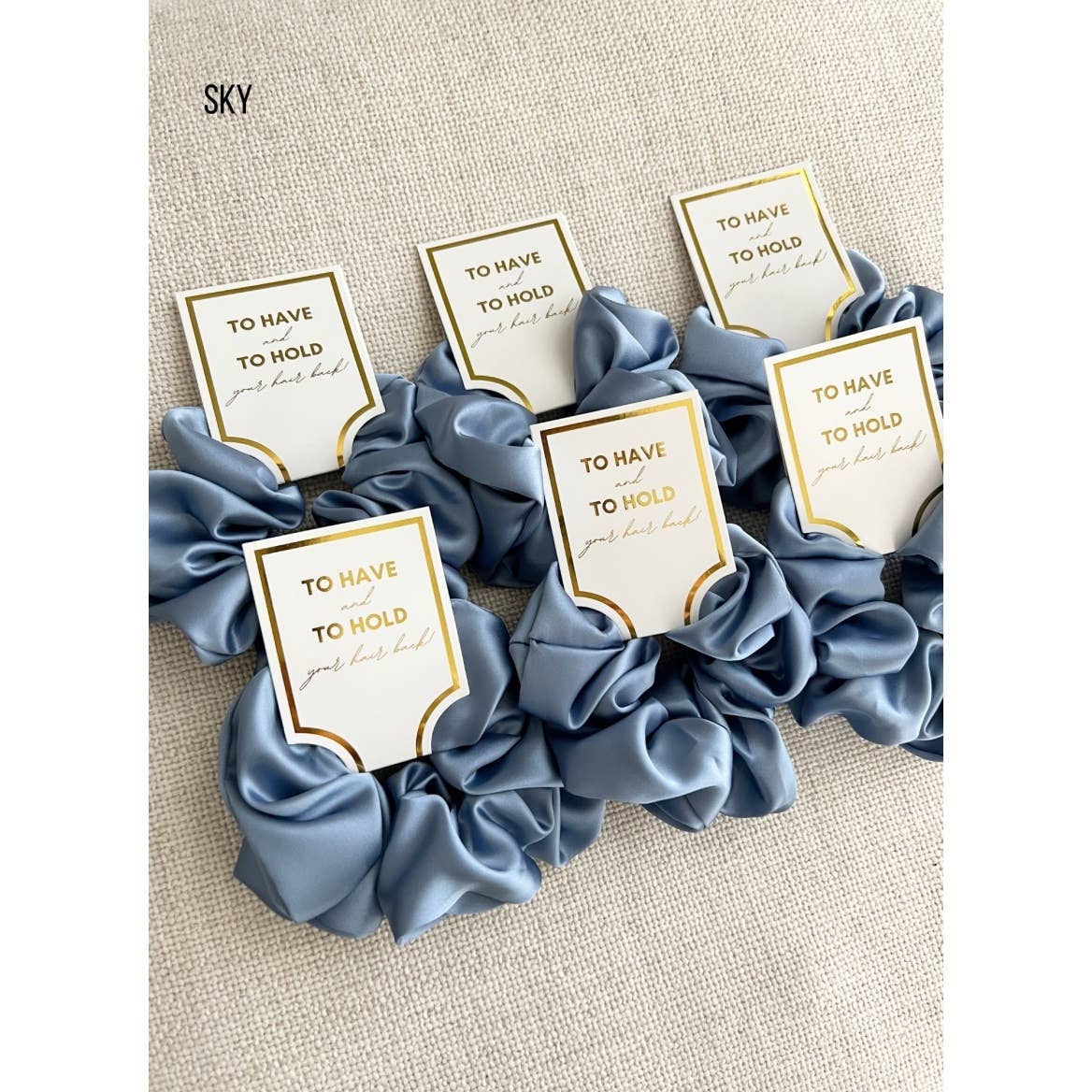 Silk satin scrunchies blue salon-selected hair accessory The Pixie Garden