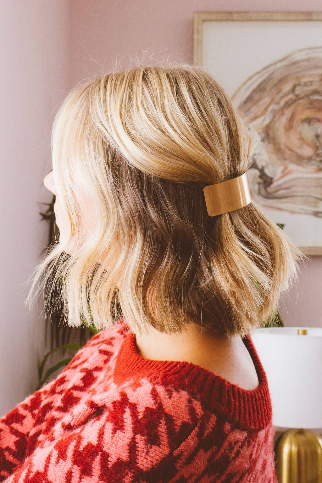 Brushed bronze bar clip gold back view salon-selected The Pixie Garden