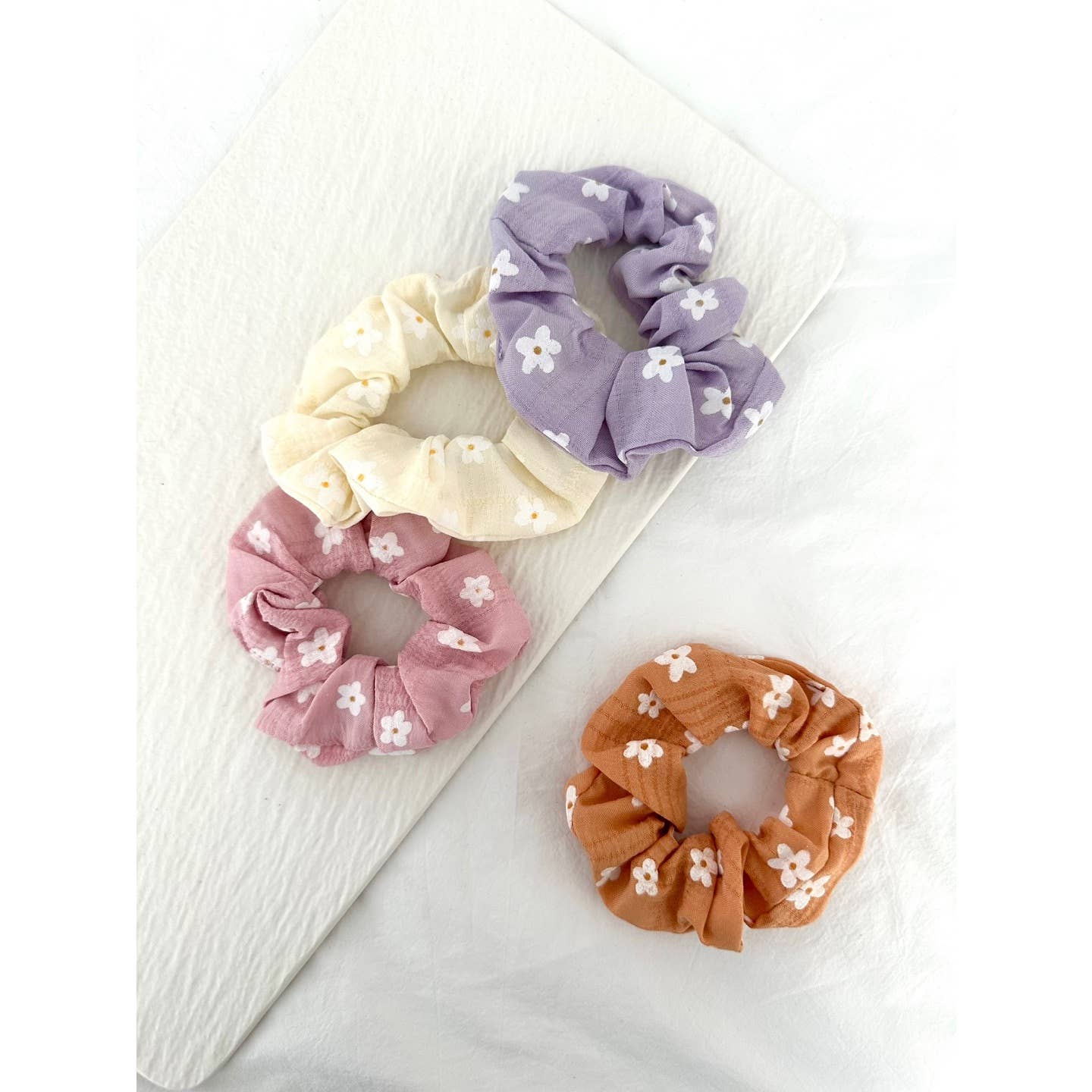 Flower scrunchies set of 4 floral salon-selected hair accessories The Pixie Garden