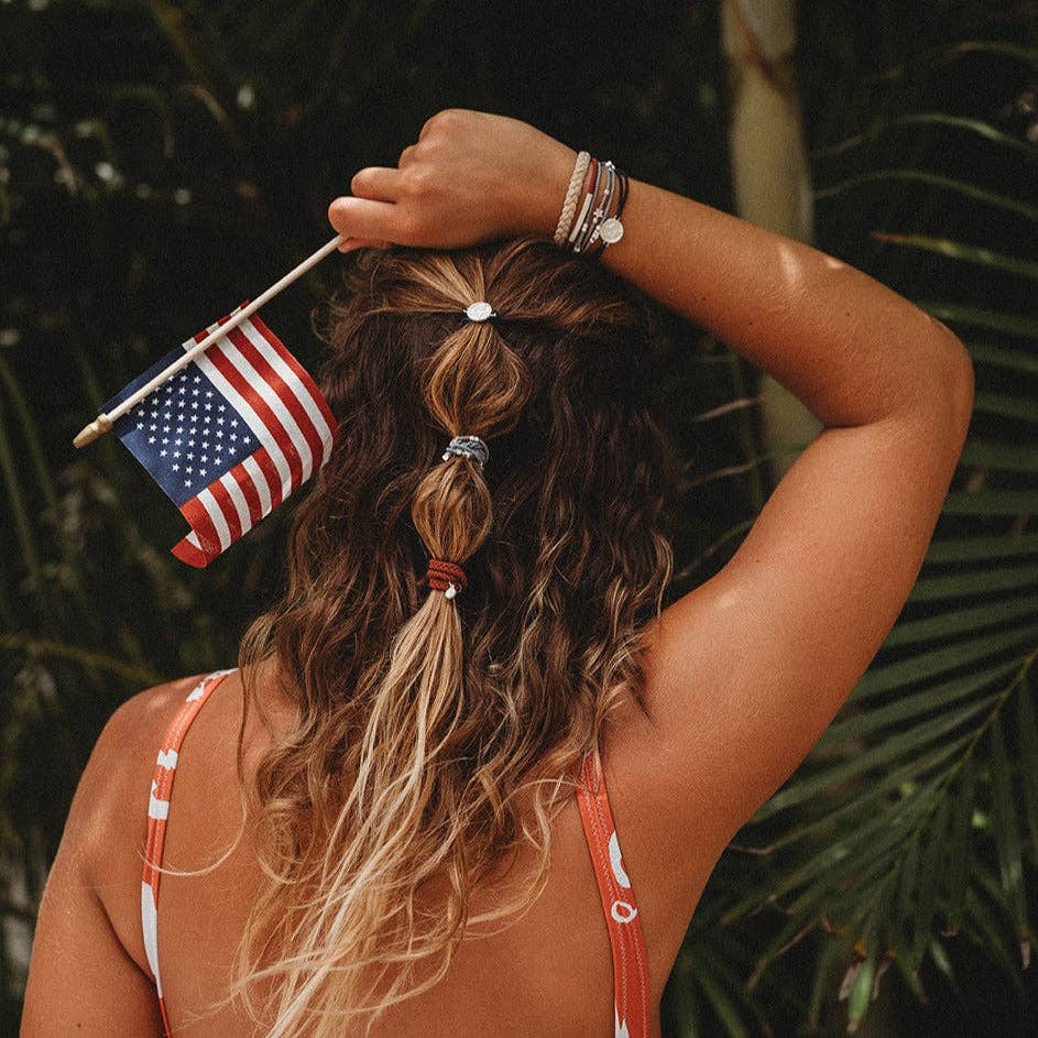 K'lani Brave red white and blue dual-use hair tie bracelets The Pixie Garden