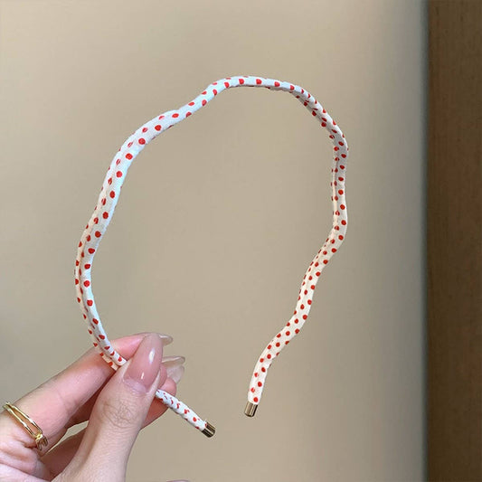 Beige polka dot wavy thin headband, salon-selected by The Pixie Garden