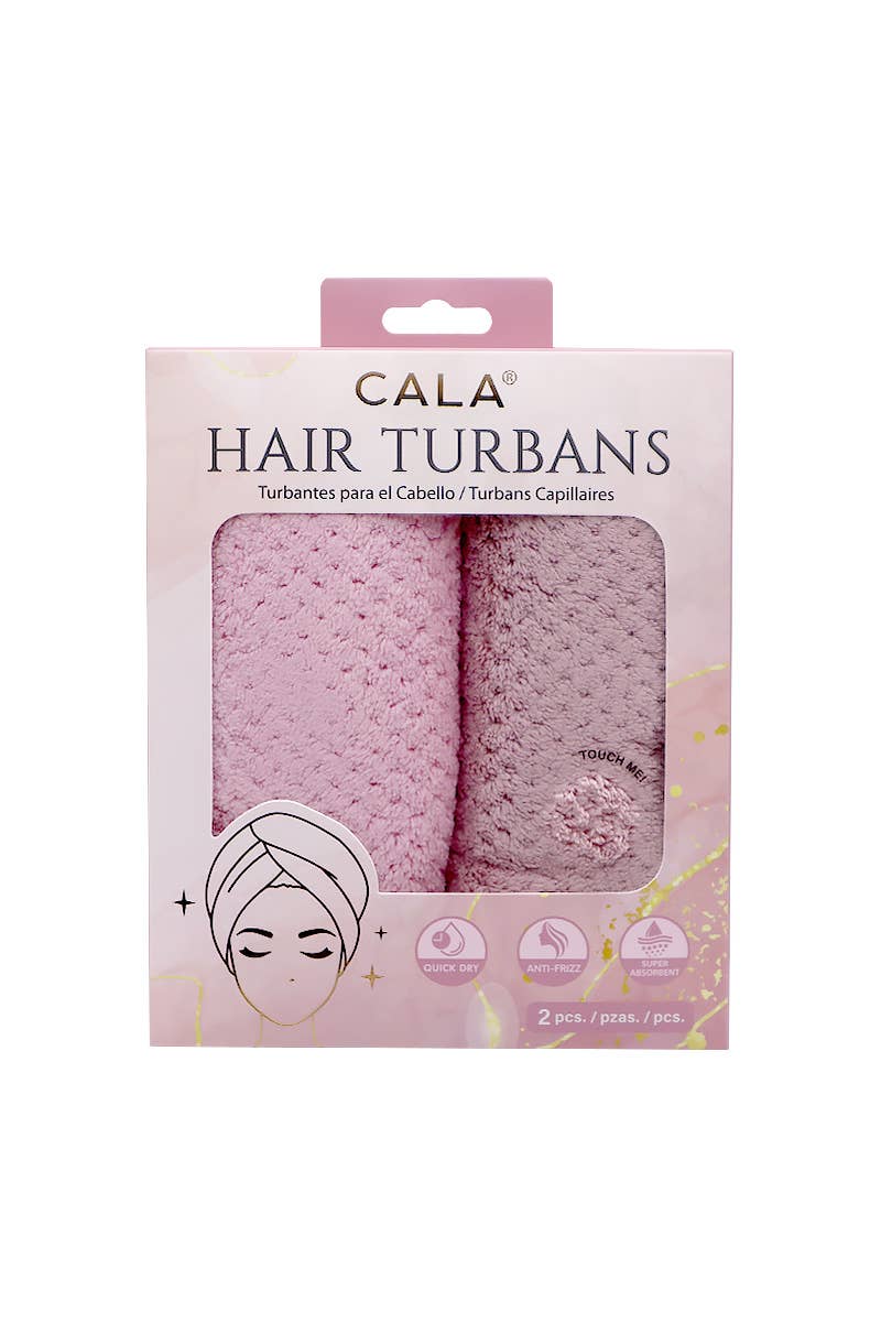 Pink microfiber hair turban set of 2, salon-selected by The Pixie Garden