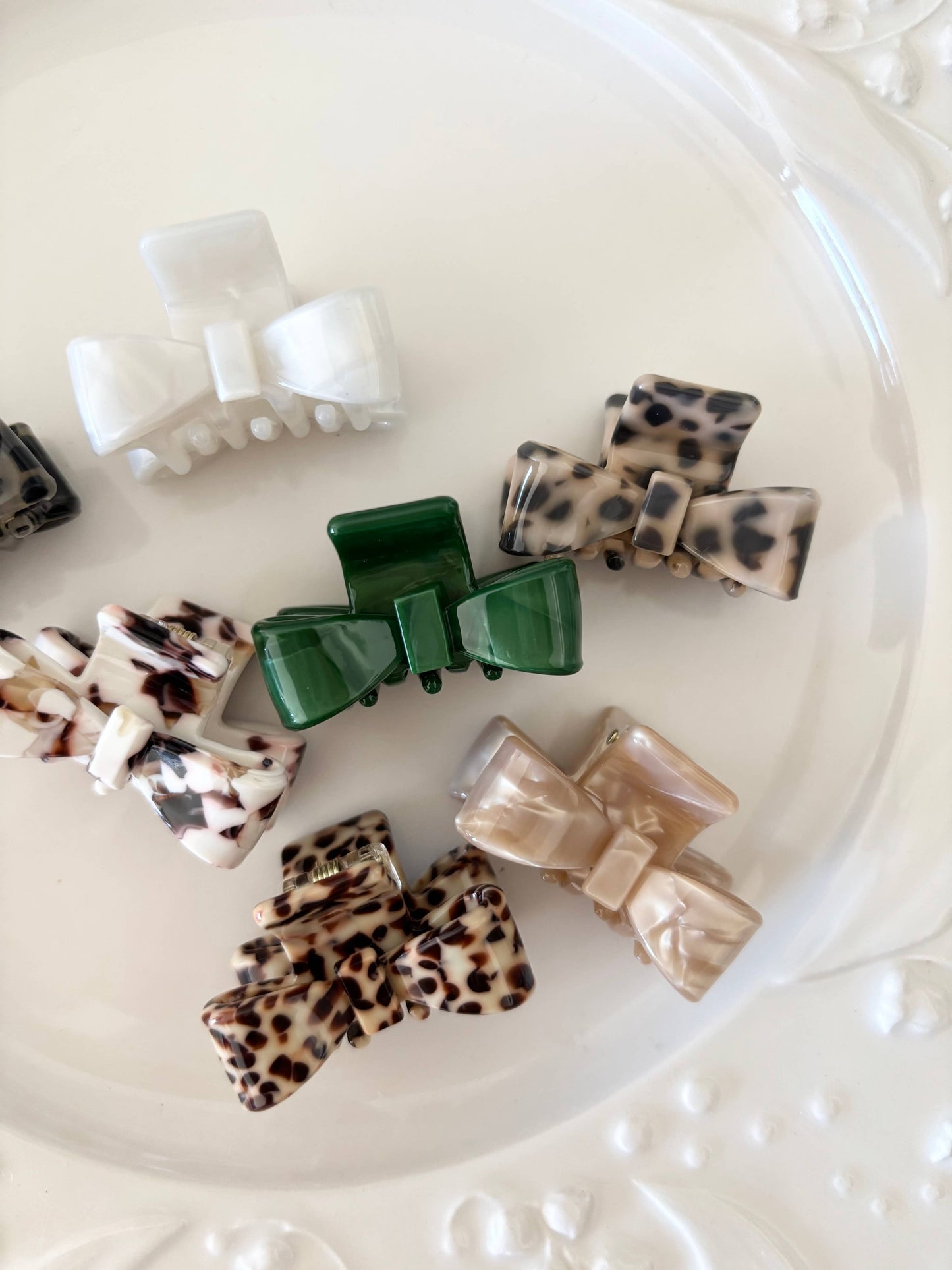 Mini bowtie hair claw clips assorted colors collection salon-selected The Pixie Garden