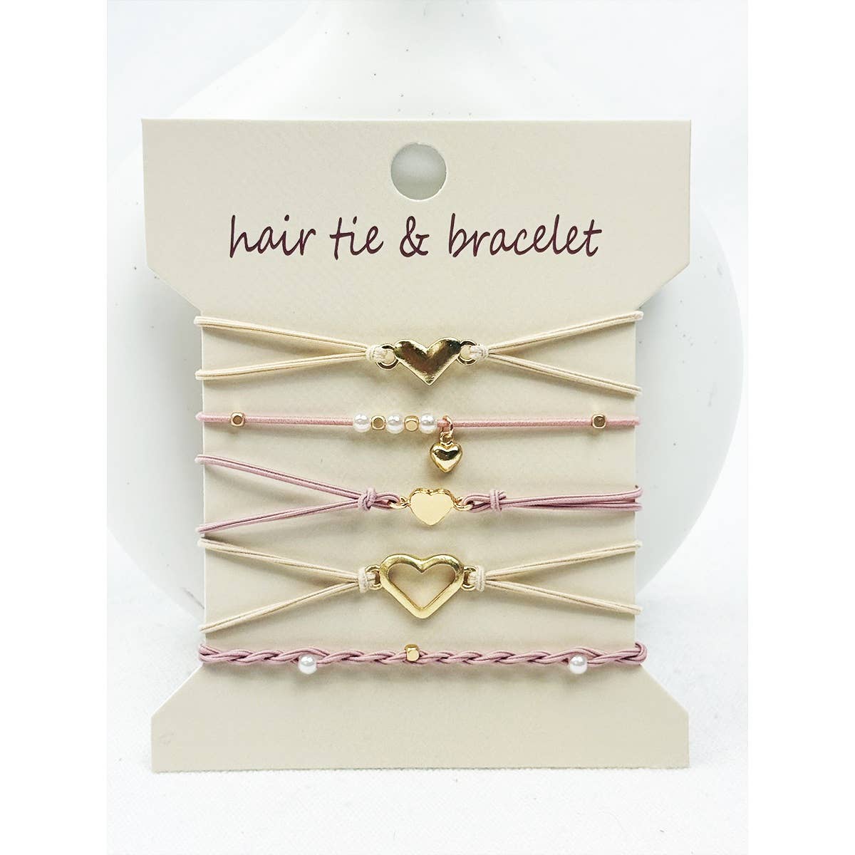 Boho minimal heart hair tie bracelets heart pearl designs salon-selected The Pixie Garden