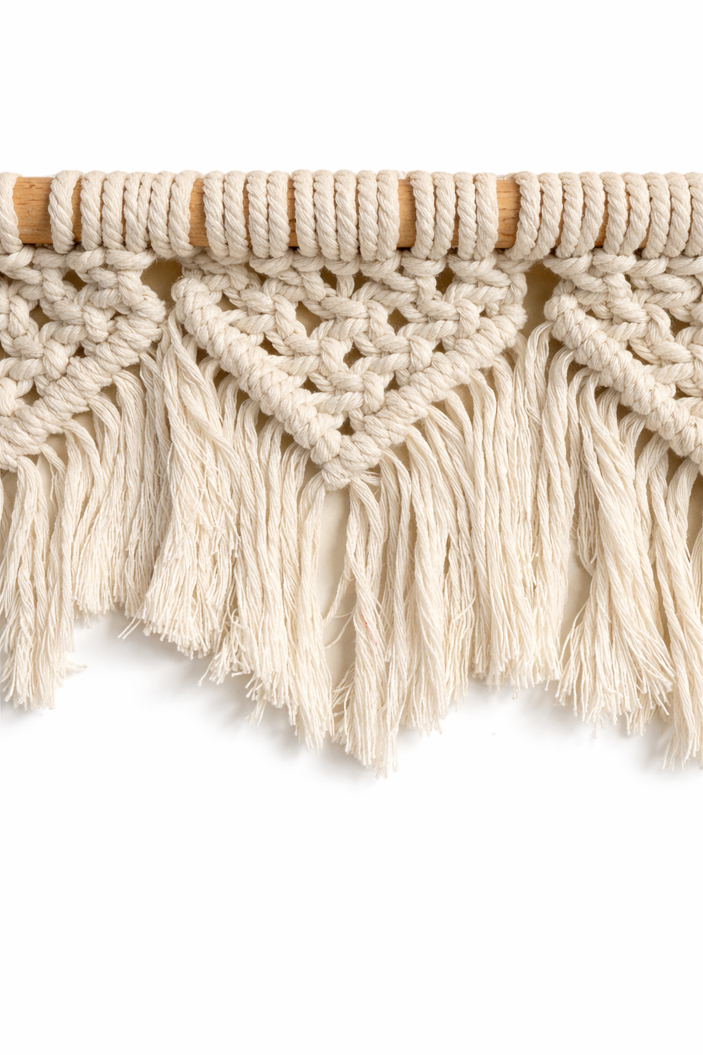 Macrame hair clip organizer close-up natural rope texture The Clip Garden The Pixie Garden