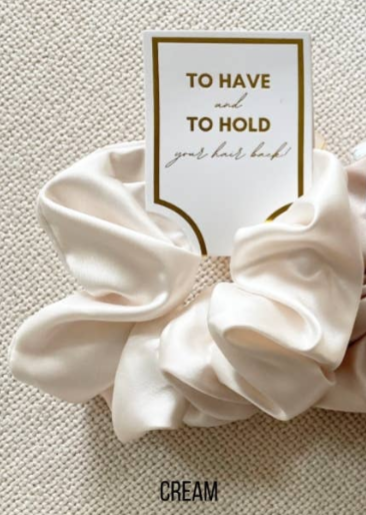 Silk satin scrunchie cream salon-selected hair accessory The Pixie Garden