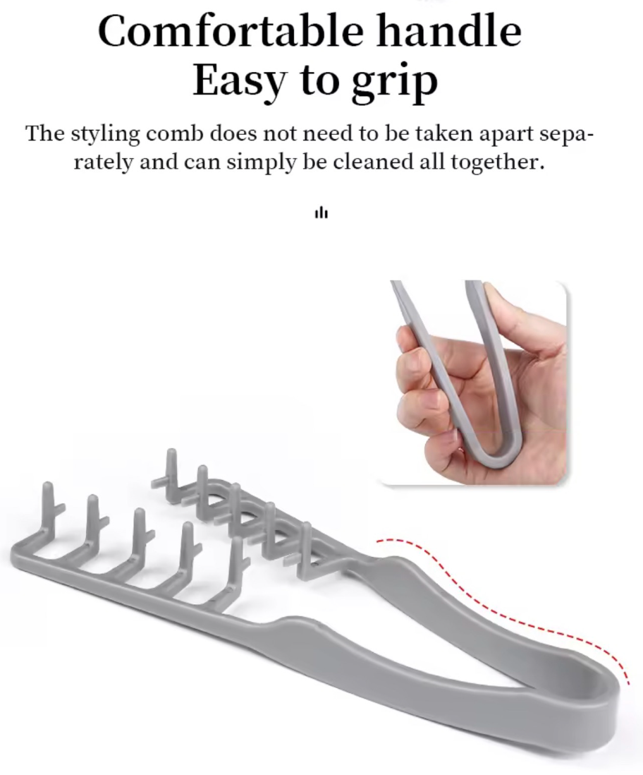 Ergonomic easy-grip handle of the Magic Texture Comb one-piece styling tool
