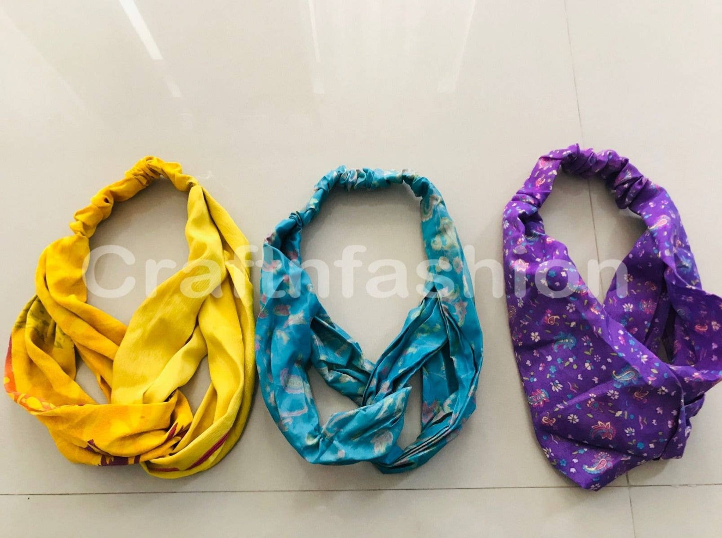 Upcycled sari silk hair tie, bundle view, The Pixie Garden