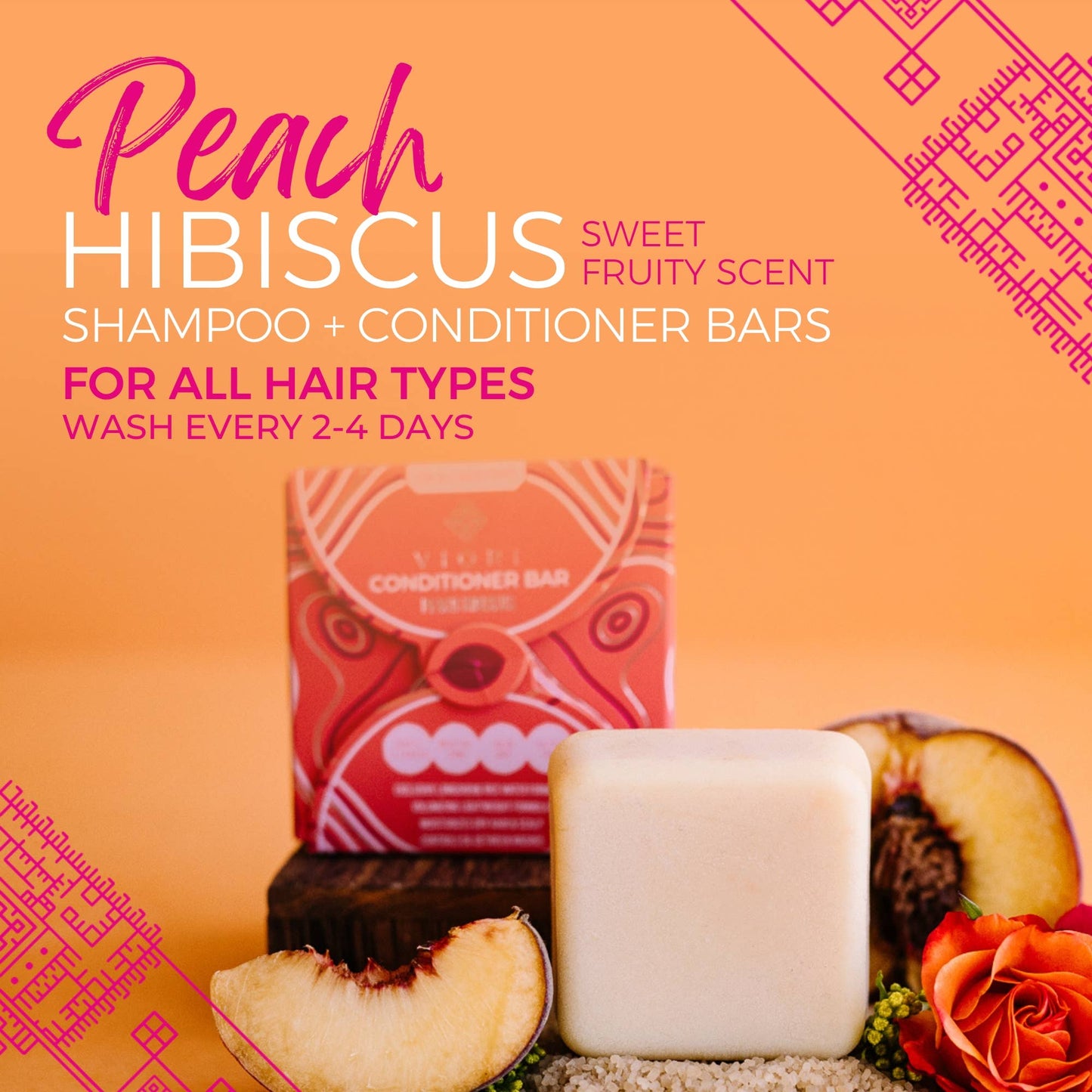 Viori Peach Hibiscus conditioner bar in shower lifestyle | Limited edition deep moisture | The Pixie Garden