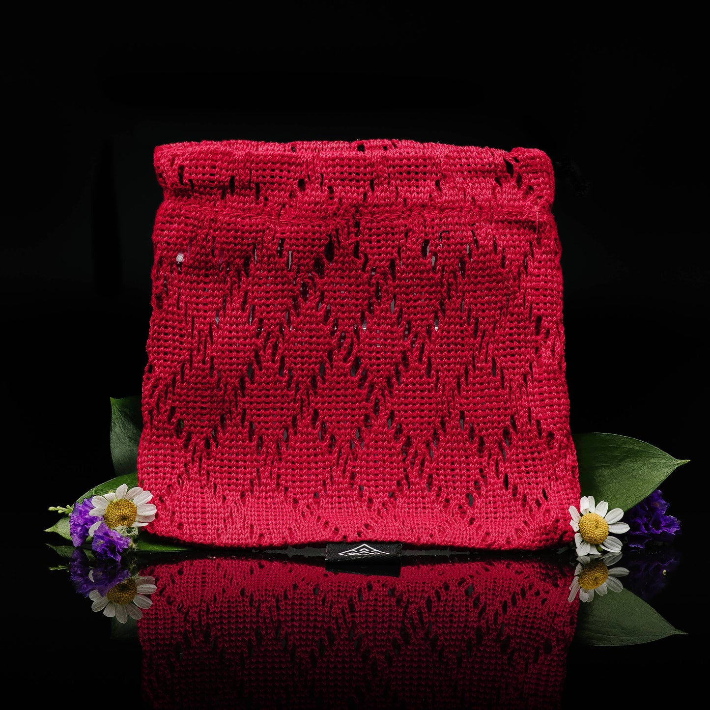 Red bamboo-fabric shower soap saver bag for shampoo and conditioner bars, salon-selected by The Pixie Garden