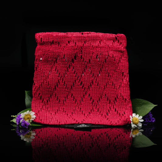 Red bamboo-fabric shower soap saver bag for shampoo and conditioner bars, salon-selected by The Pixie Garden