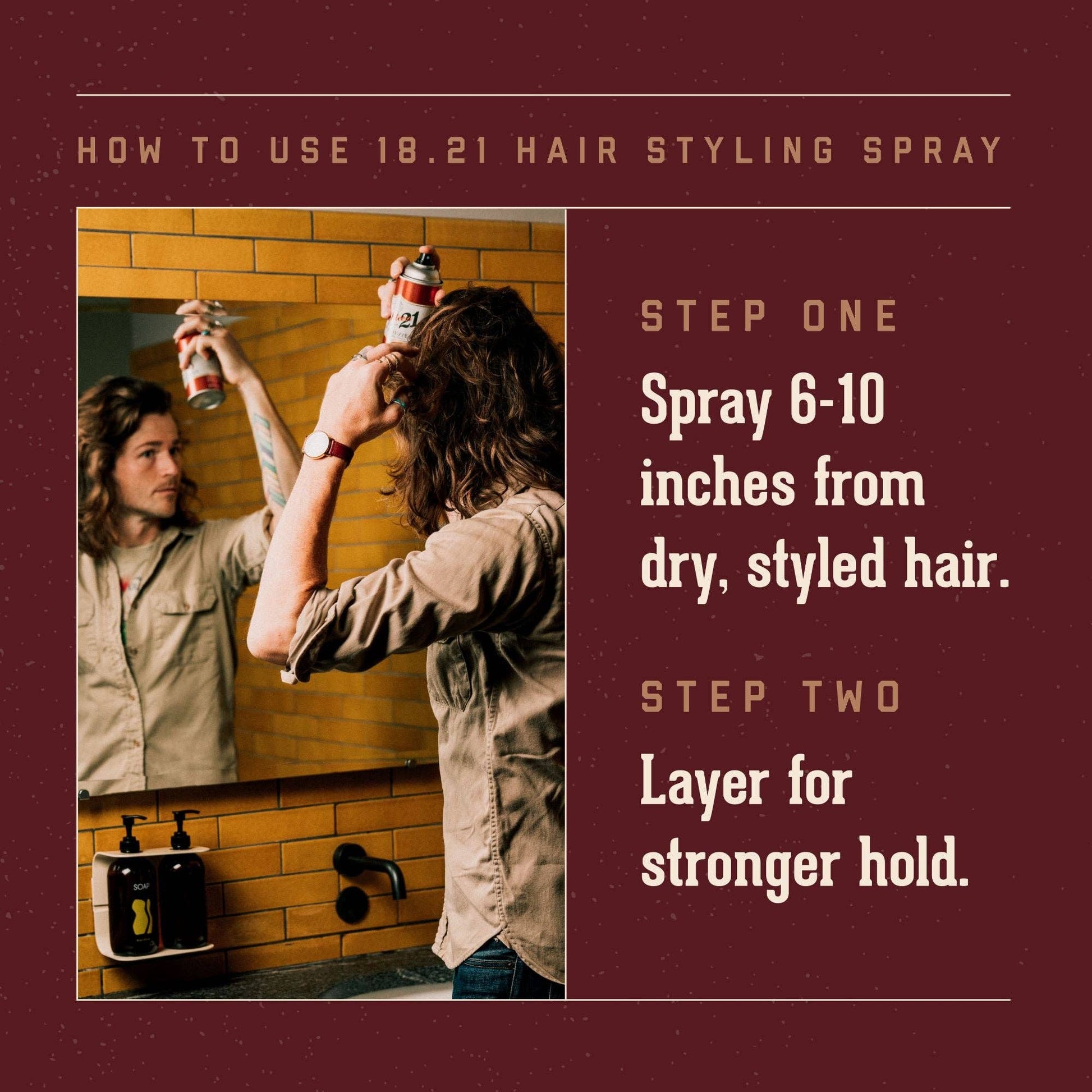 18.21 Man Made Sweet Tobacco hairspray for frizz control and humidity protection
