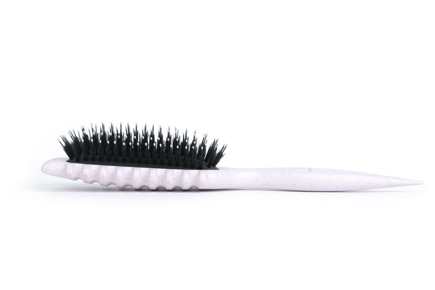 Curl-Define Brush pointed smooth handle wrapping a hair strand to set a curl