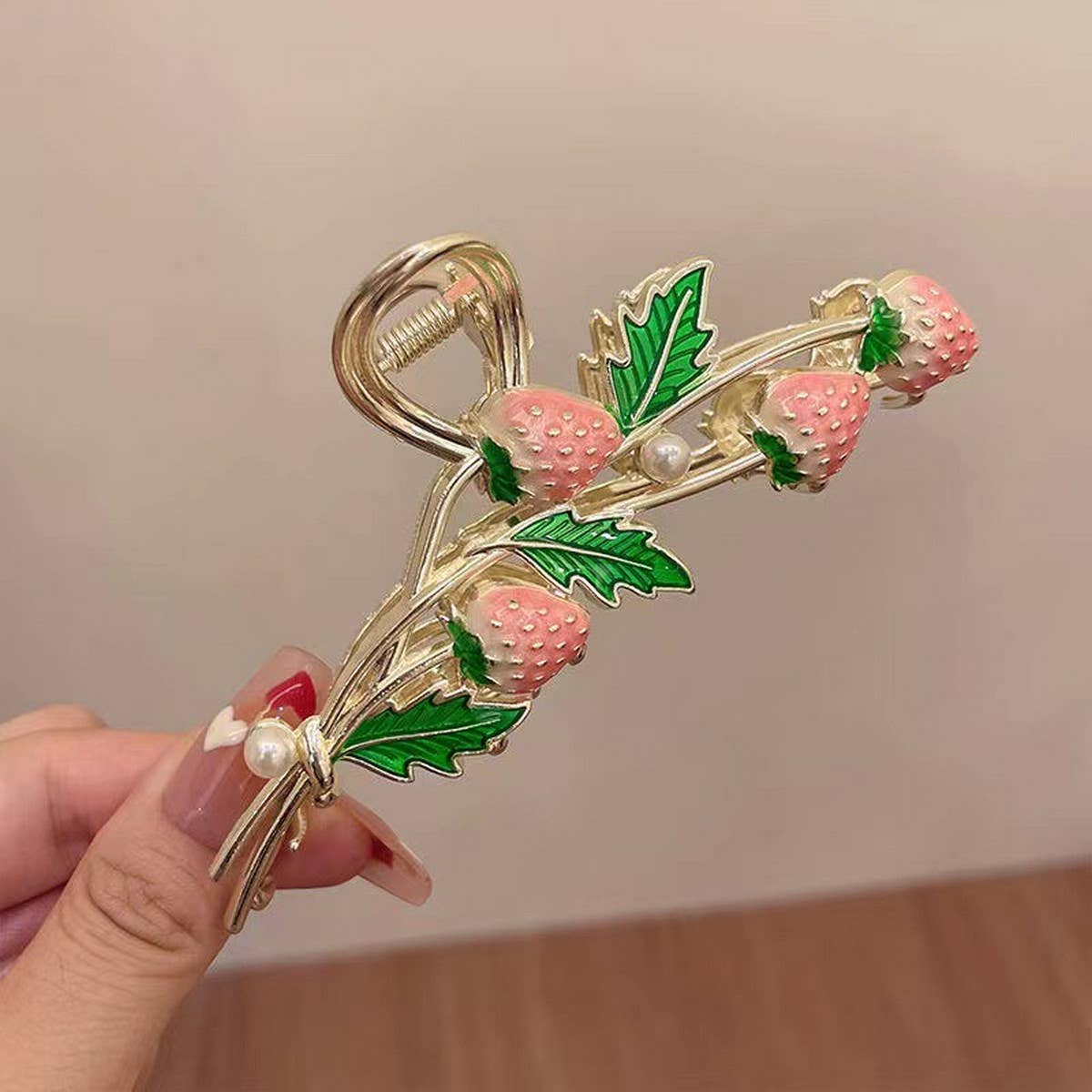 Novelty strawberry hair claw clip for fine to medium hair, The Pixie Garden