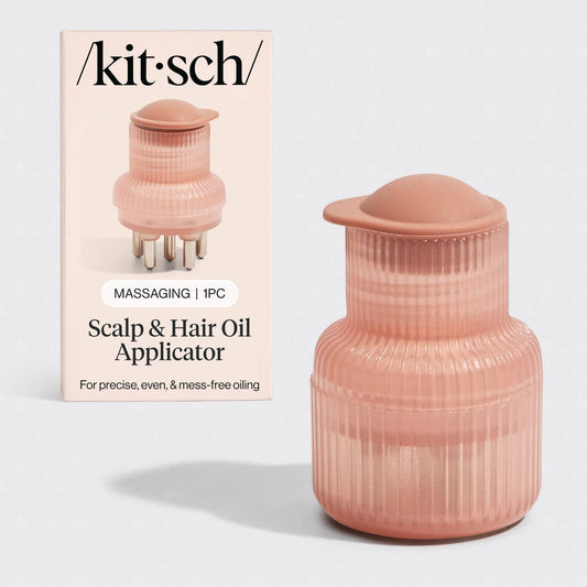 KITSCH terracotta scalp oil applicator beside its retail box, The Pixie Garden