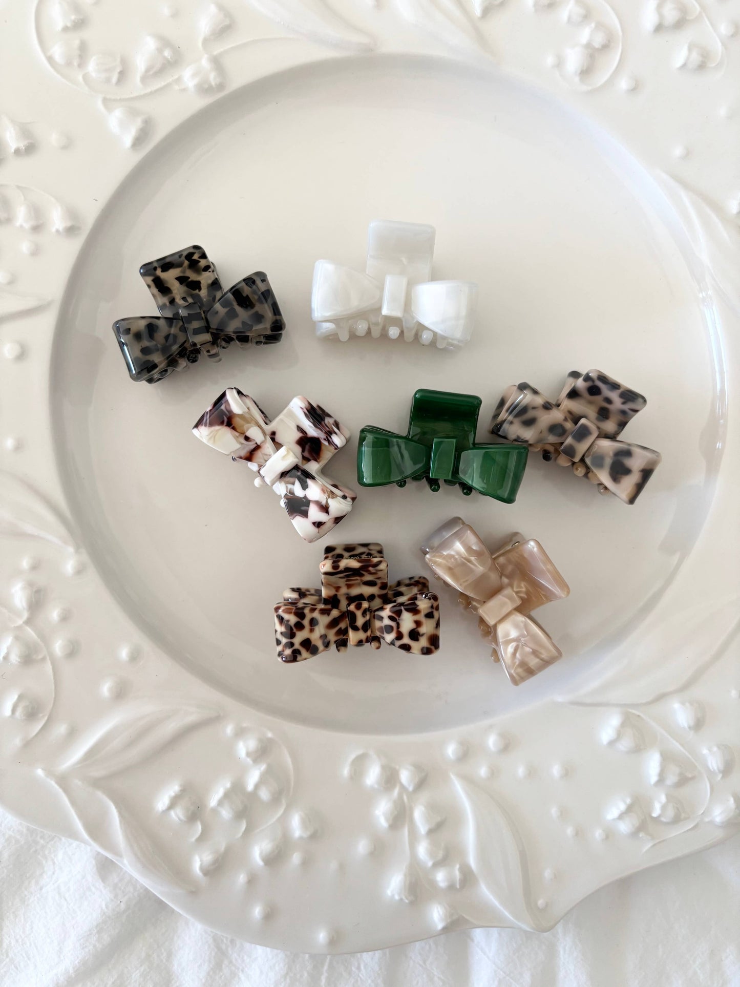 Mini bowtie hair claw clips assorted set salon-selected The Pixie Garden