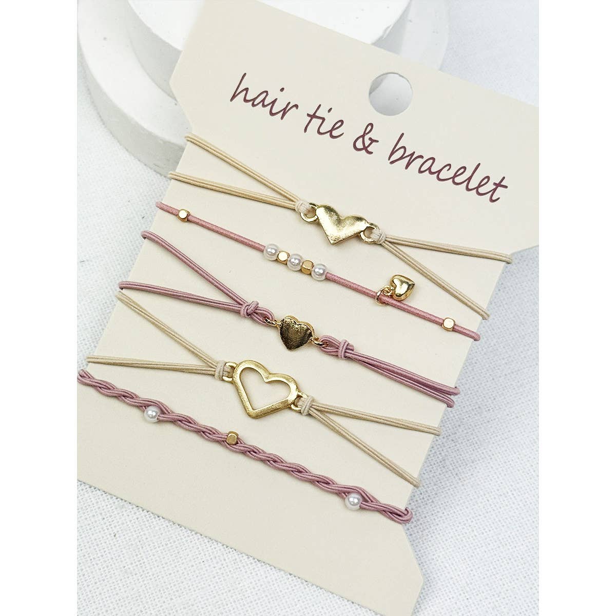Boho minimal heart hair tie bracelets salon-selected The Pixie Garden