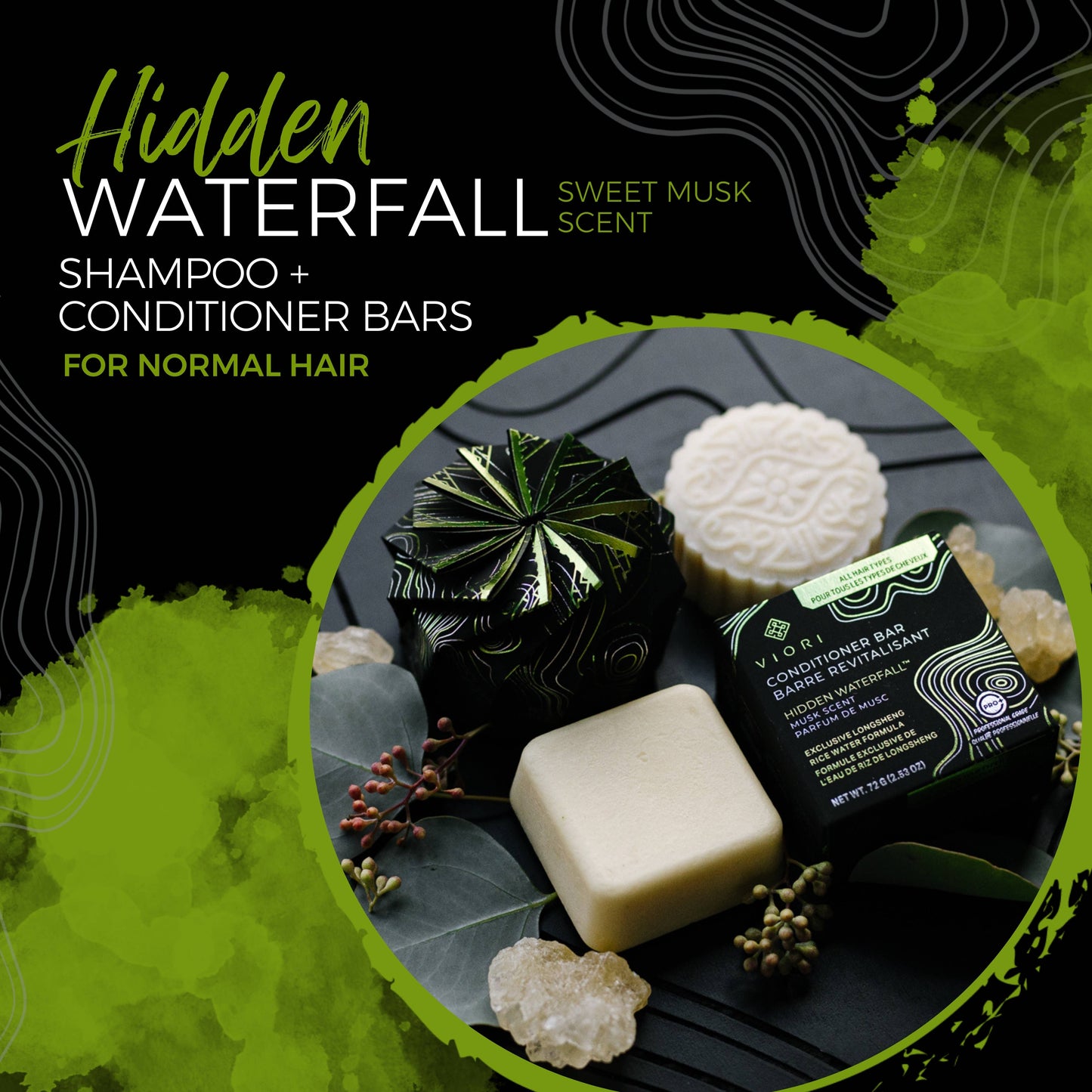 Viori Hidden Waterfall shampoo bar packaging | Sulfate-free concentrated shampoo | The Pixie Garden