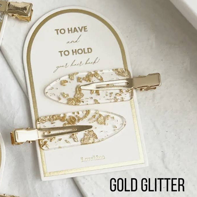 Gold glitter crease-free snap clips salon-selected hair accessories The Pixie Garden